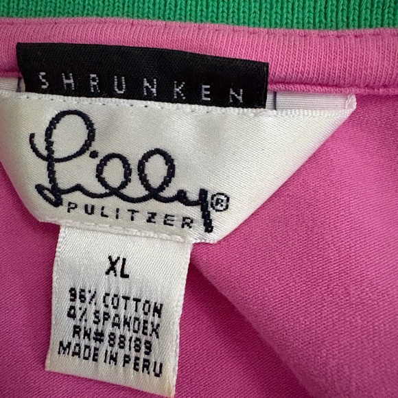 Lilly Pulitzer Pink Tee with Green Collar - Picture 7 of 8